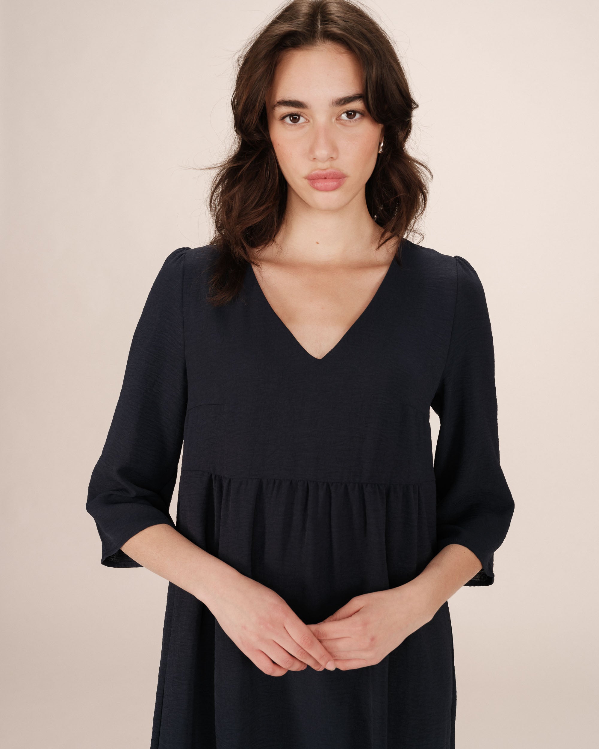 Navy Babydoll Short Dress Susana