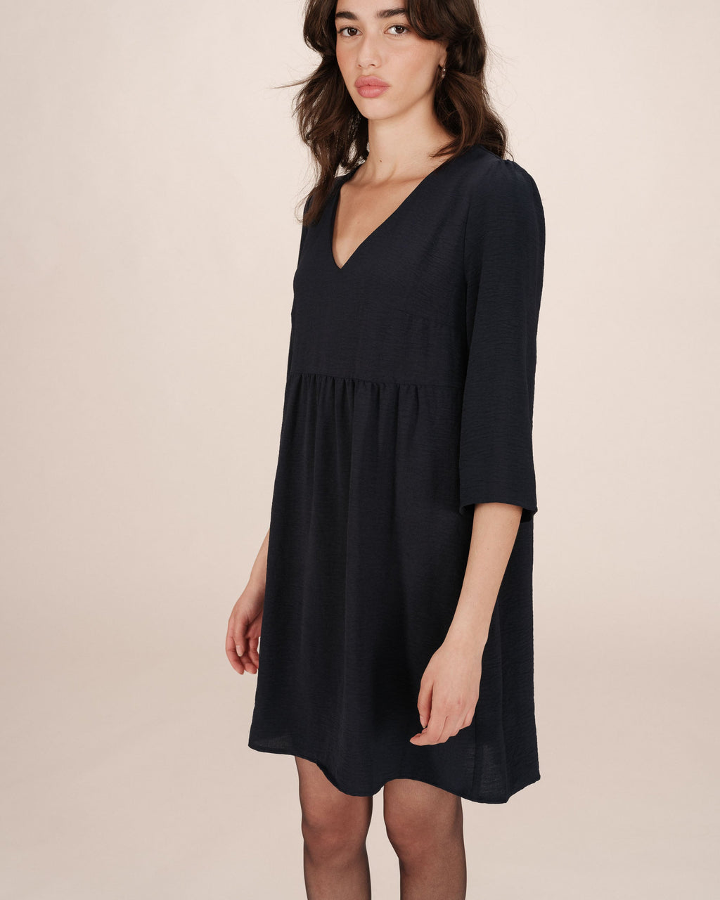 Navy Babydoll Short Dress Susana