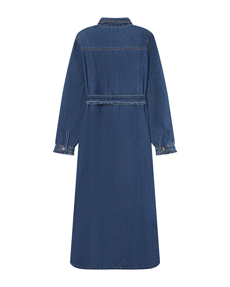 Vestido Camisero Largo Azul Medio Shanie