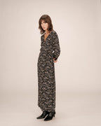 Long Black Floral Dress Superbe