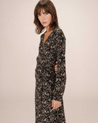 Long Black Floral Dress Superbe
