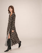 Long Black Floral Dress Superbe
