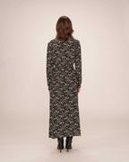 Long Black Floral Dress Superbe