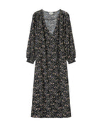 Long Black Floral Dress Superbe