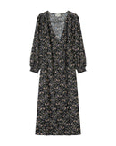Magnífico vestido largo floral negro