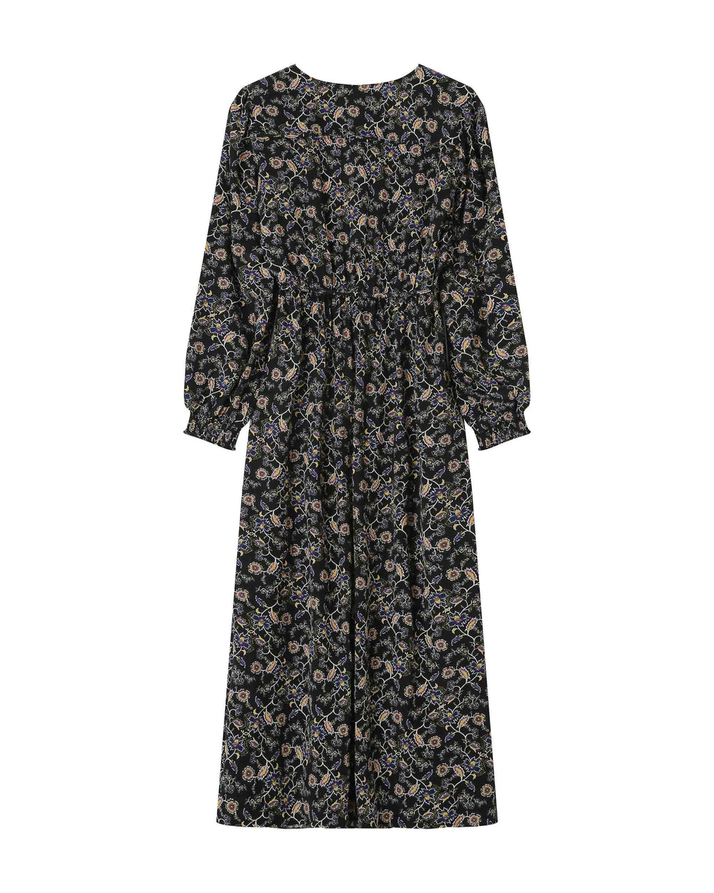 Long Black Floral Dress Superbe