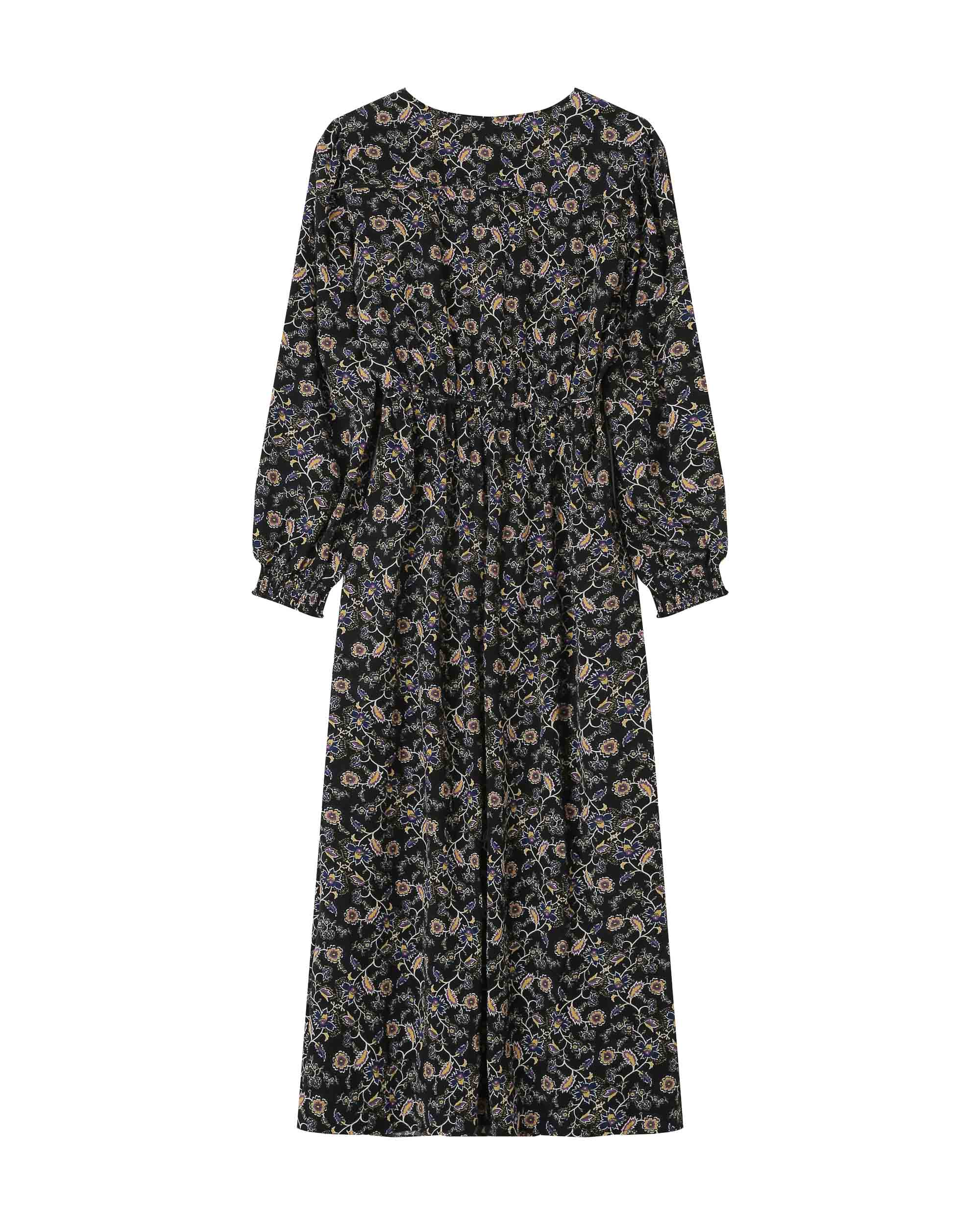 Long Black Floral Dress Superbe