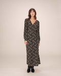 Long Black Floral Dress Superbe