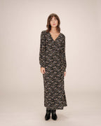 Long Black Floral Dress Superbe