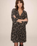 Vestido Corto De Flores Negro Sirius