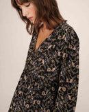 Vestido Corto De Flores Negro Sirius