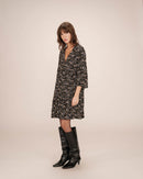 Vestido Corto De Flores Negro Sirius