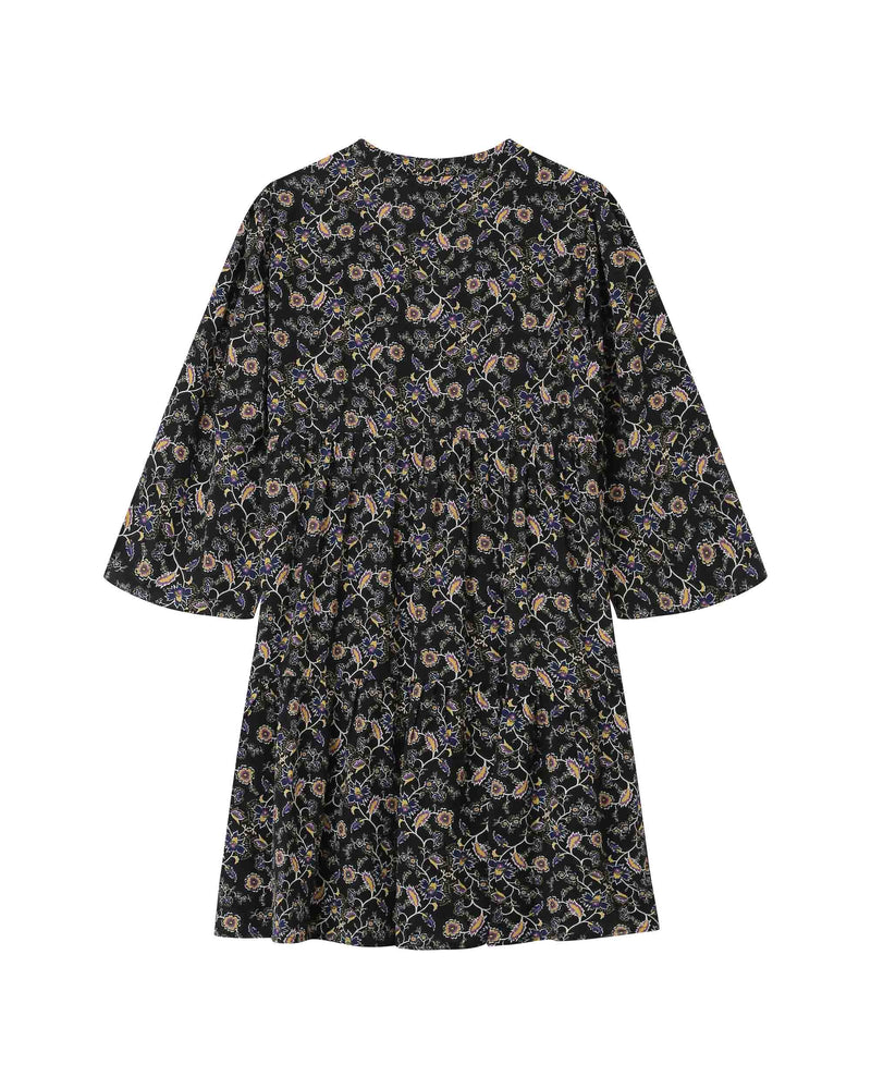 Vestido Corto De Flores Negro Sirius