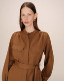 Khaki Serbia Short Shirt Dress