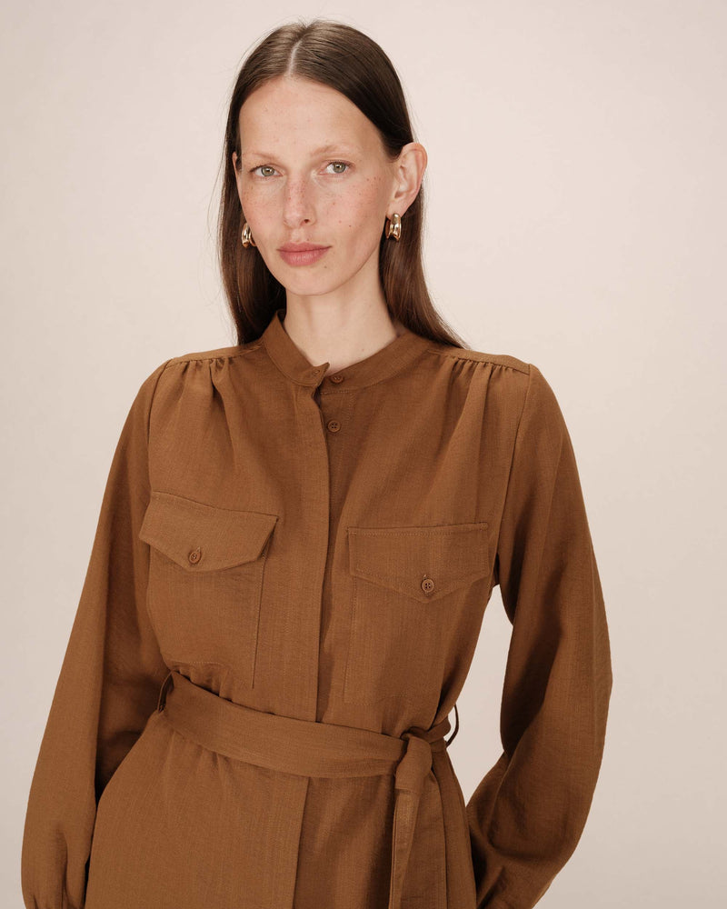 Khaki Serbia Short Shirt Dress