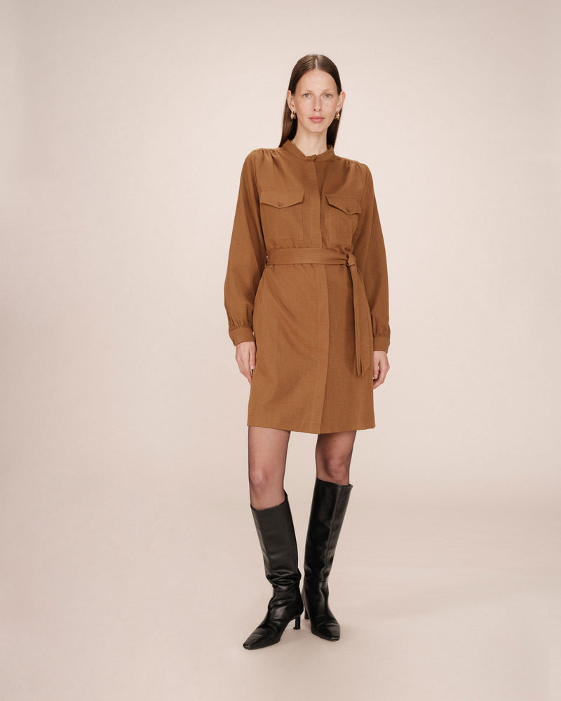 Khaki Serbia Short Shirt Dress