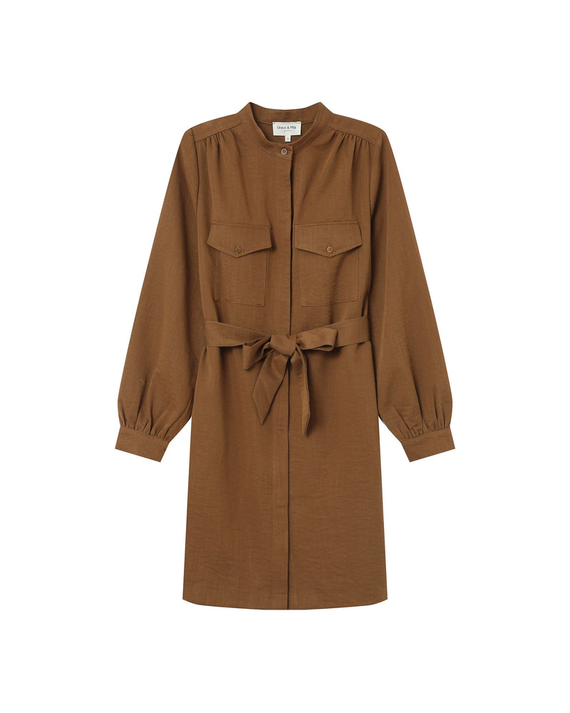 Khaki Serbia Short Shirt Dress