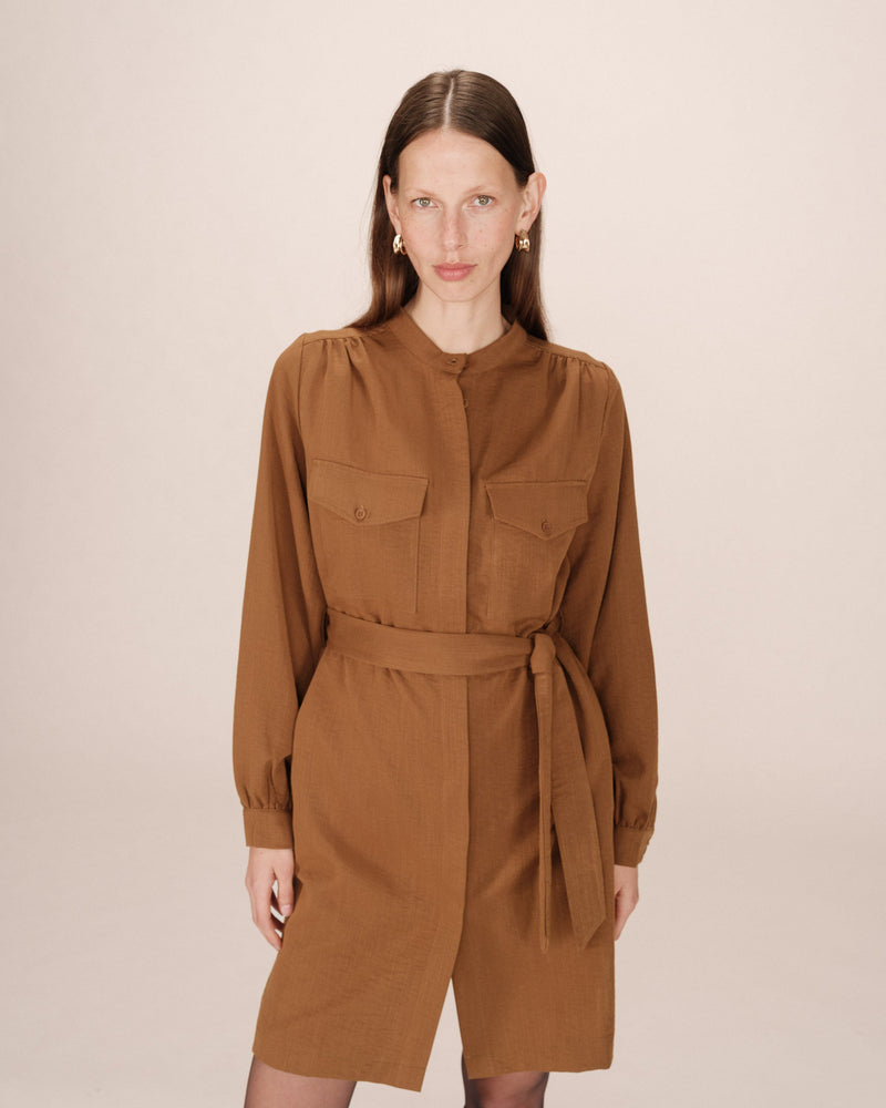 Khaki Serbia Short Shirt Dress