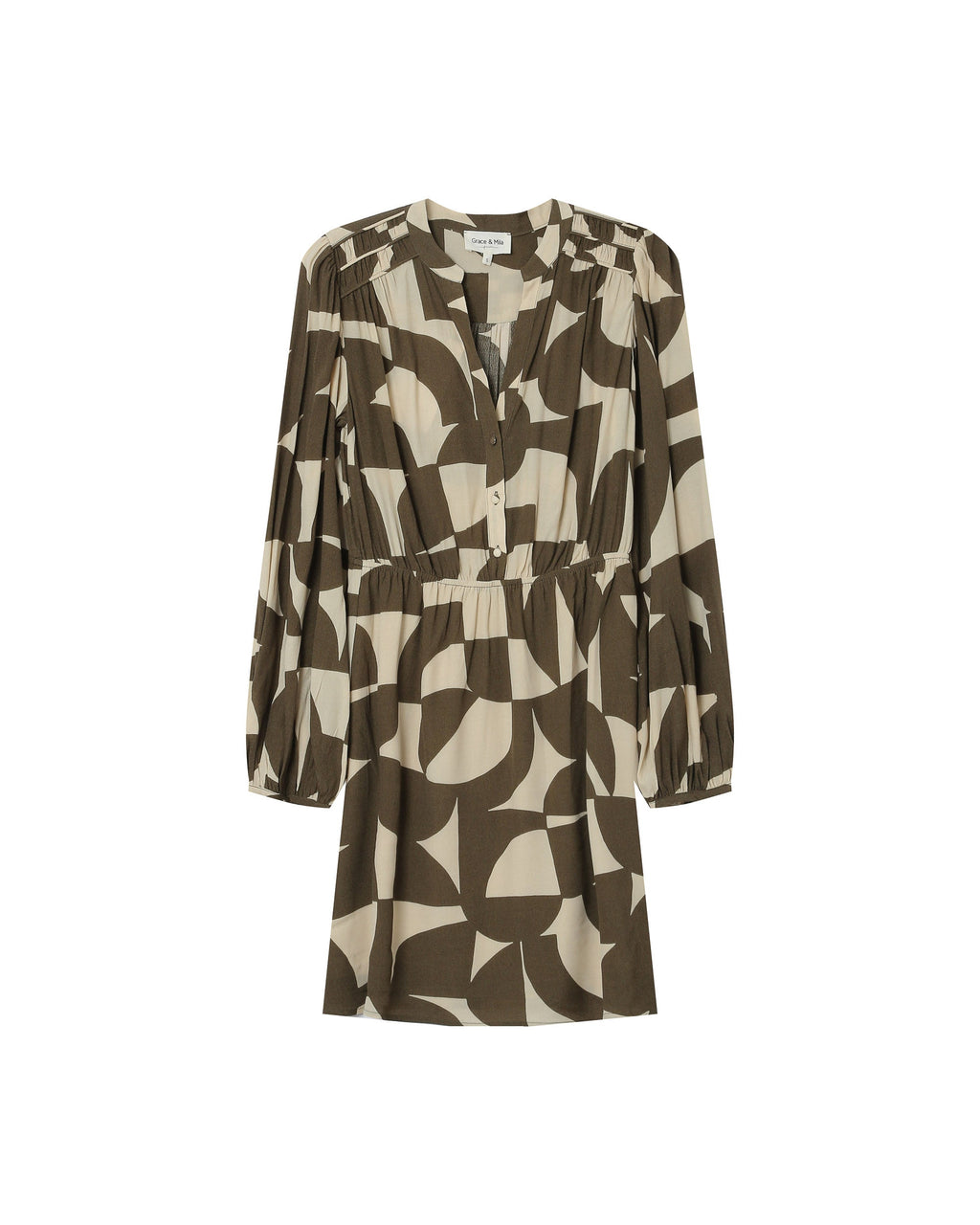 Short Graphic Dress Olive Selia