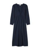 Vestido Largo Escote V Azul Marino Shirley