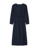Vestido Largo Escote V Azul Marino Shirley