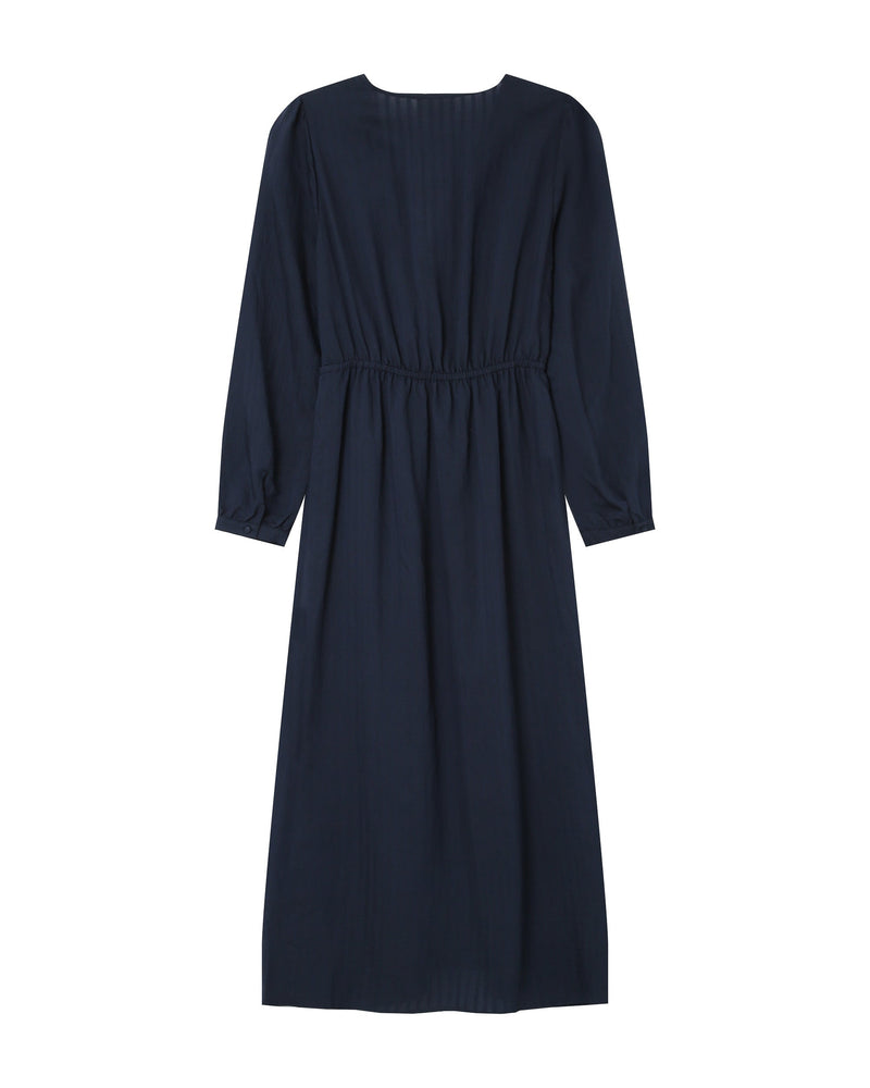 Vestido Largo Escote V Azul Marino Shirley