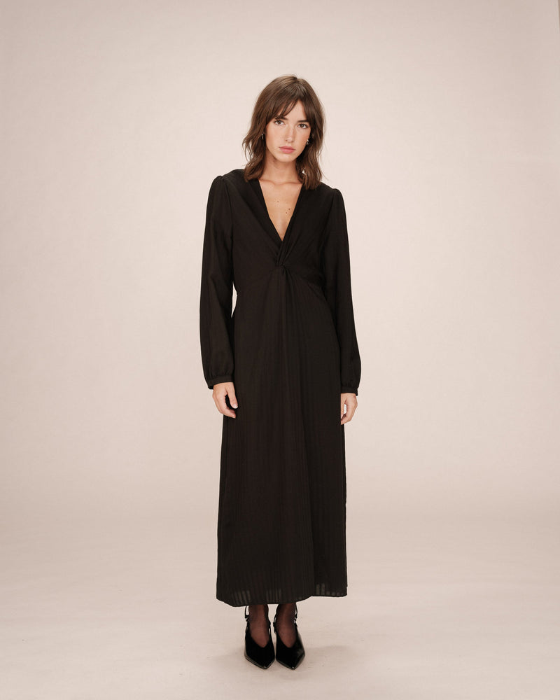 Long V Neck Dress Black Shirley