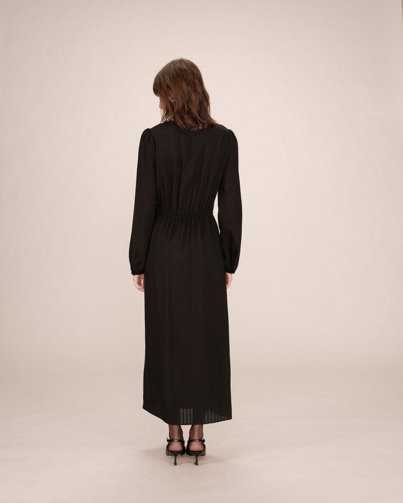 Long V Neck Dress Black Shirley
