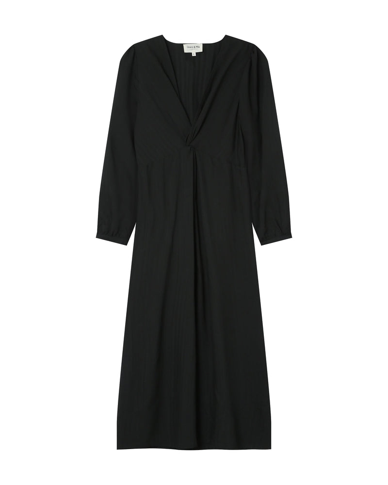 Long V Neck Dress Black Shirley