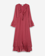Vestido Etéreo Largo con Volantes Blush Samira