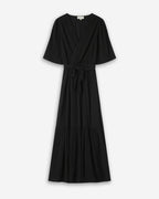 Vestido Largo Entallado Con Volante Negro Sequoia