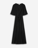 Vestido Largo Entallado Con Volantes Sequoia Negro