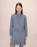 Short Fluid Dress With Ruffle Cornflower Sahelle