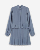 Short Fluid Dress With Ruffle Cornflower Sahelle
