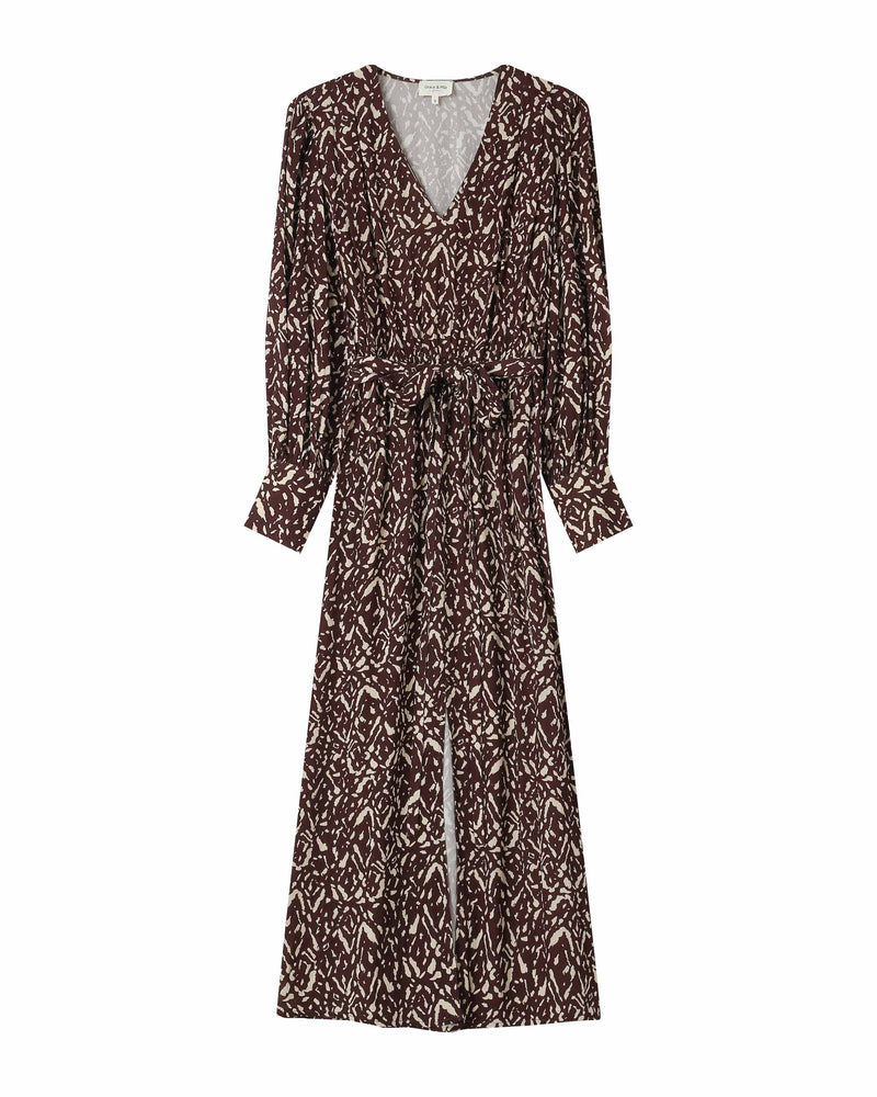 Robe Longue Abstraite Chocolat Soisson