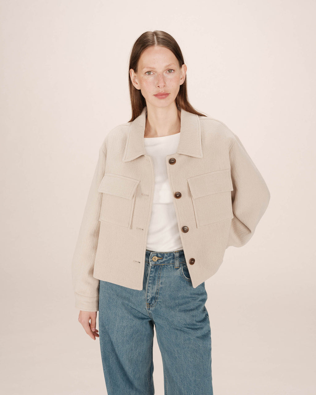 Chaqueta Boxy Greige Novembre