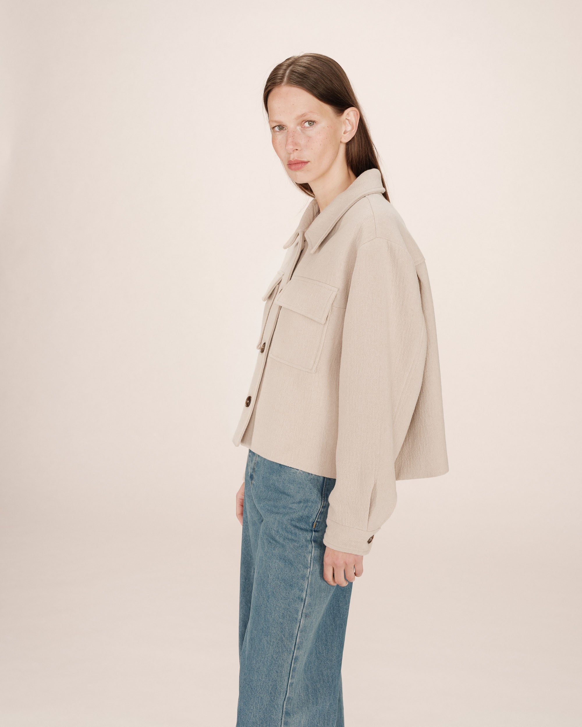 Chaqueta Boxy Greige Novembre
