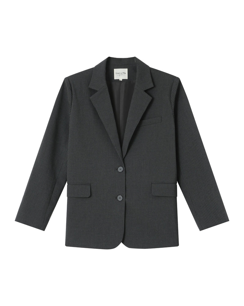 Blazer Recto Rayas Antracita Silly