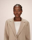 Straight Striped Blazer Greige Silly