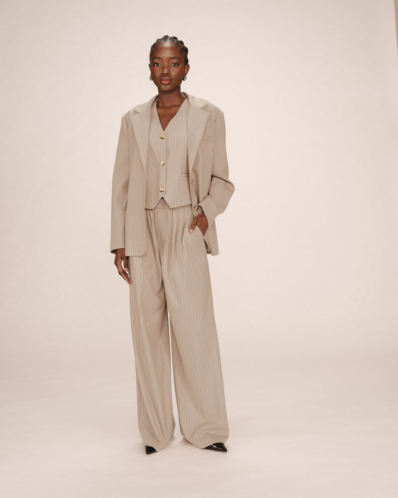 Straight Striped Blazer Greige Silly