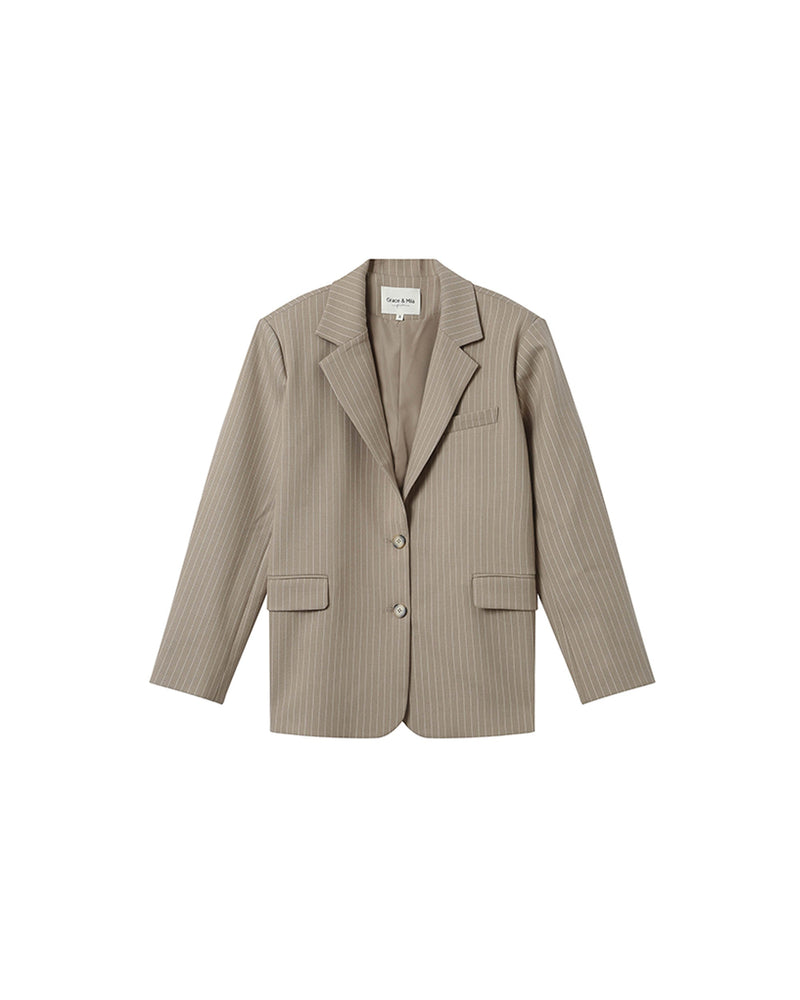 Straight Striped Blazer Greige Silly