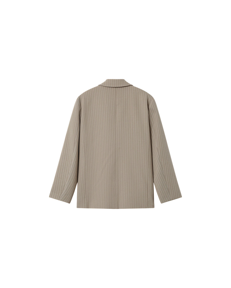 Straight Striped Blazer Greige Silly