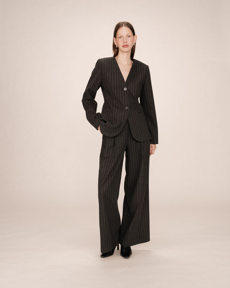 Blazer tipo percha a rayas Shain Carbon