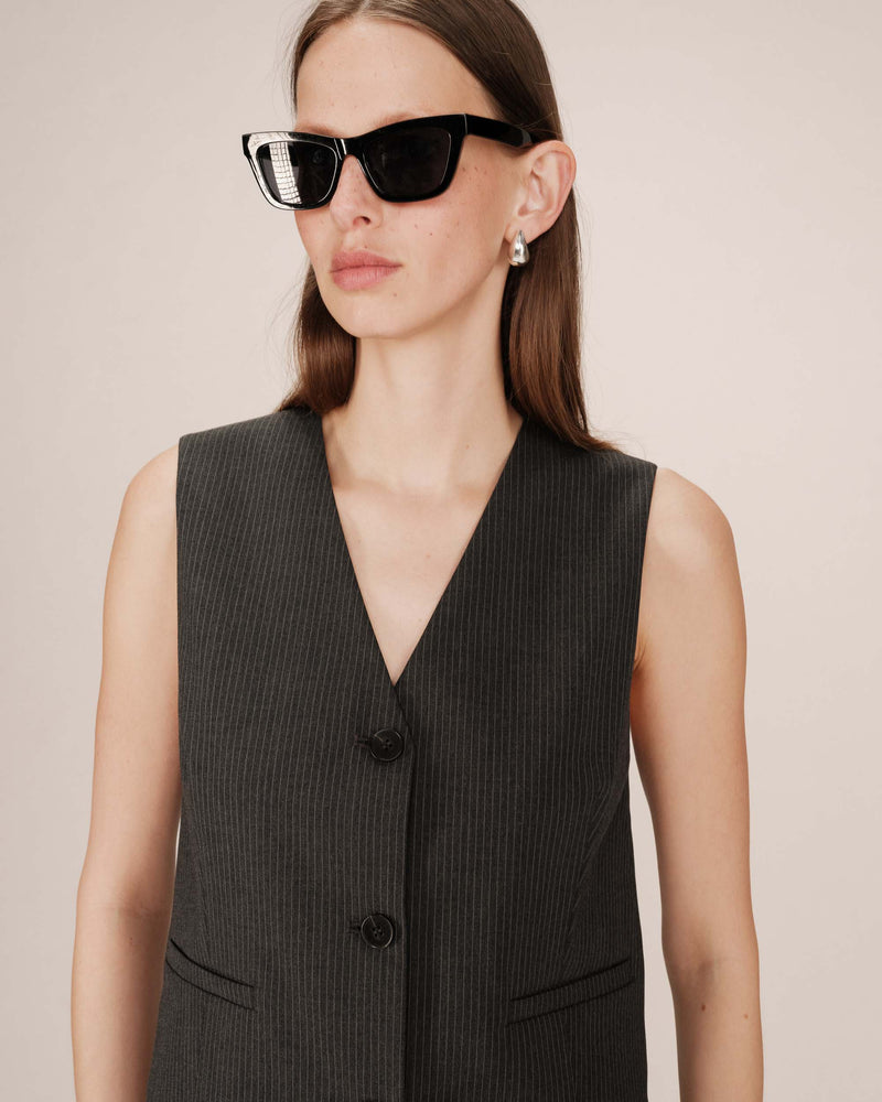Straight Striped Vest Anthracite Sister