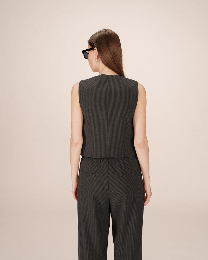 Straight Striped Vest Anthracite Sister