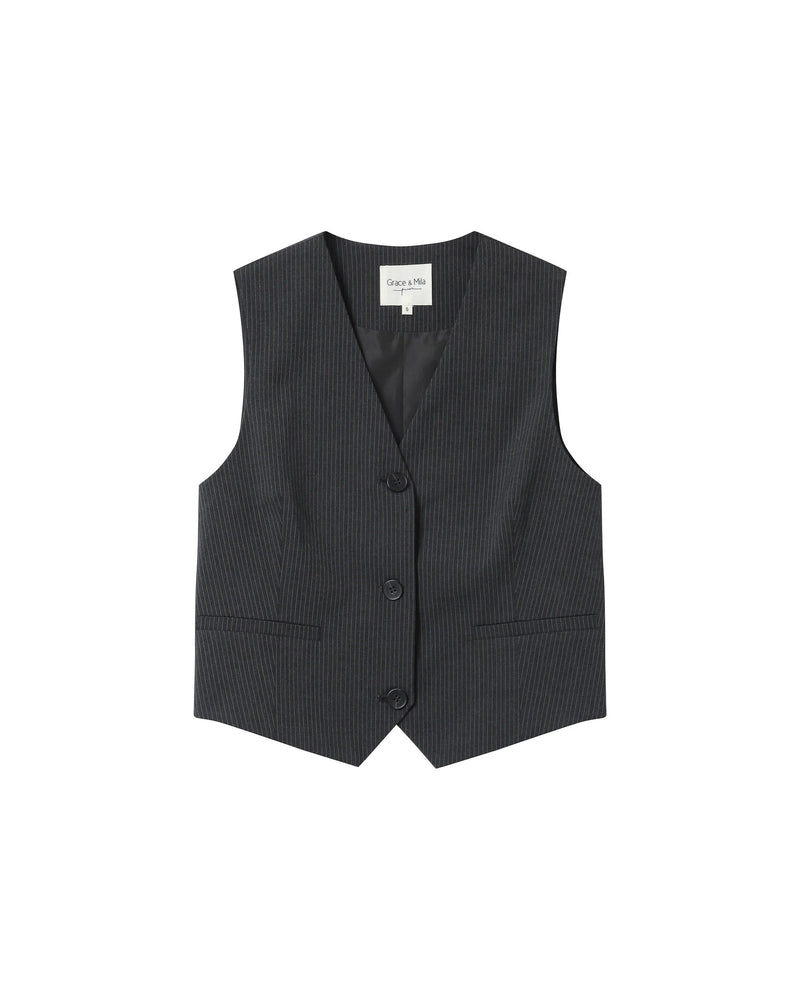Straight Striped Vest Anthracite Sister