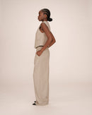 Greige Sister Striped Straight Vest