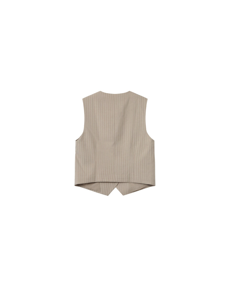Greige Sister Striped Straight Vest