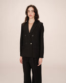 Blazer cruzado recto de saúco negro
