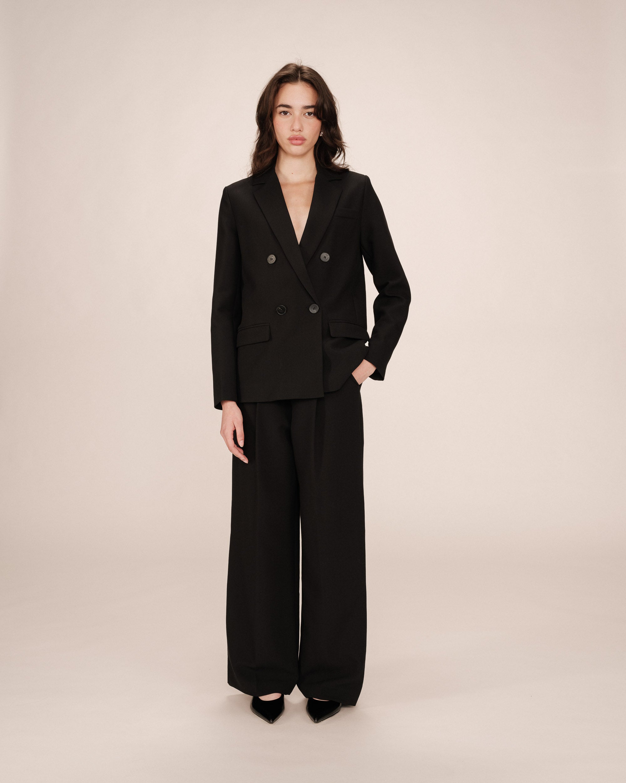 Blazer Cruzado Recto Negro Sureau